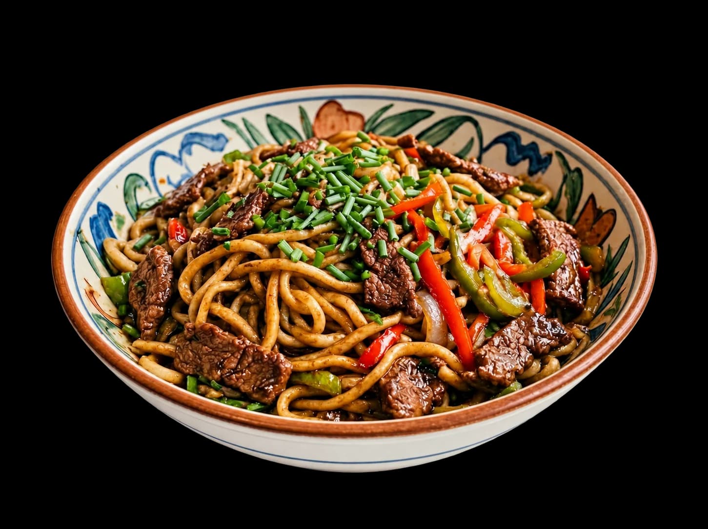 Fresh hand-pulled classic beef laghman noodles